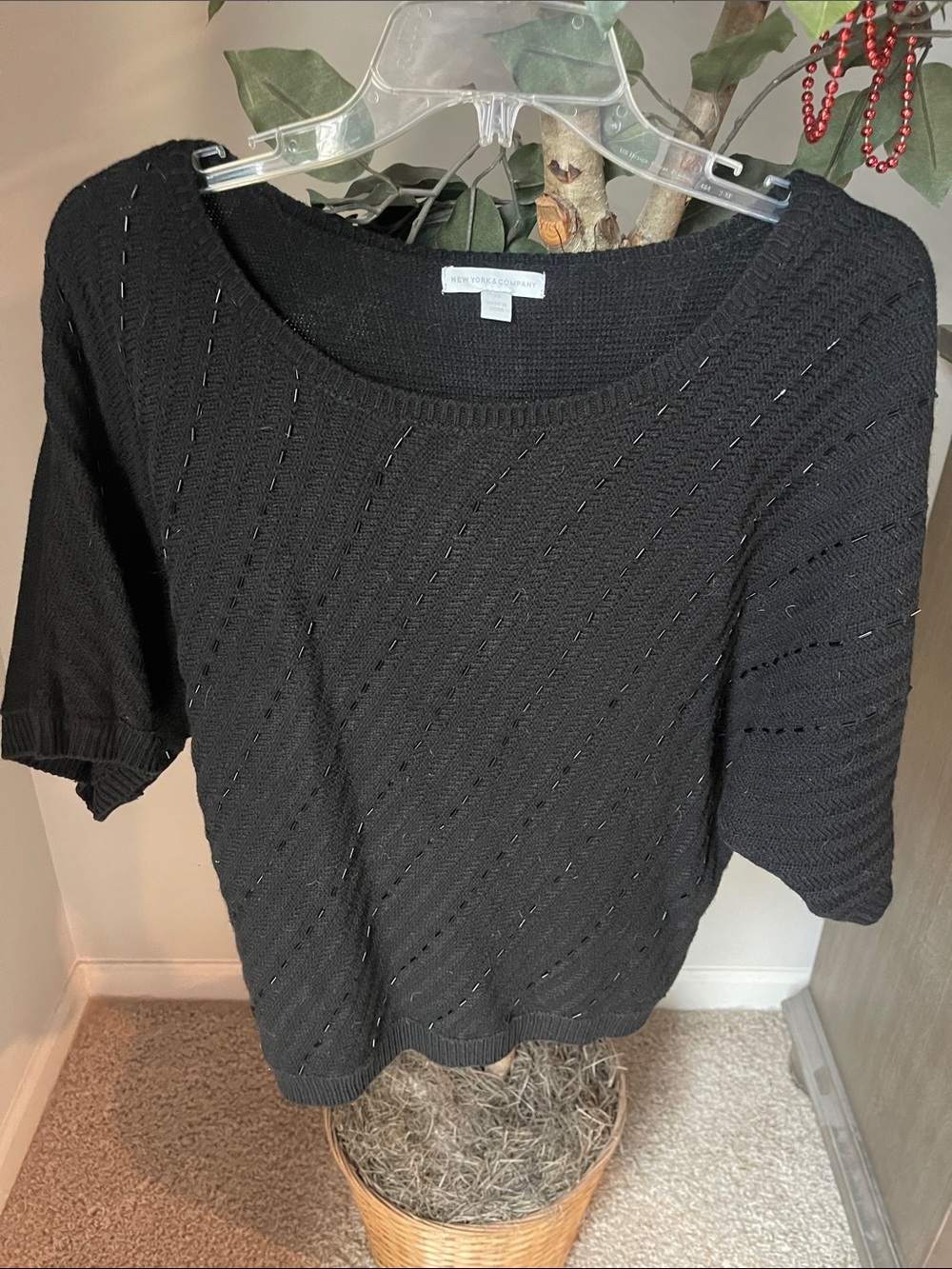 New York & Company Black Dolman Sleeve Knit Sweater